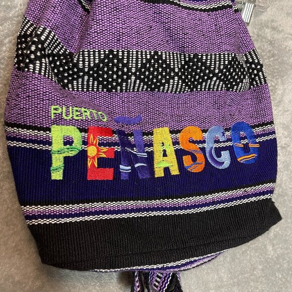 Baja Aztec Mexico Travel Hippie Drawstring Toggle Puerto Penasco Backpack - Picture 1 of 10